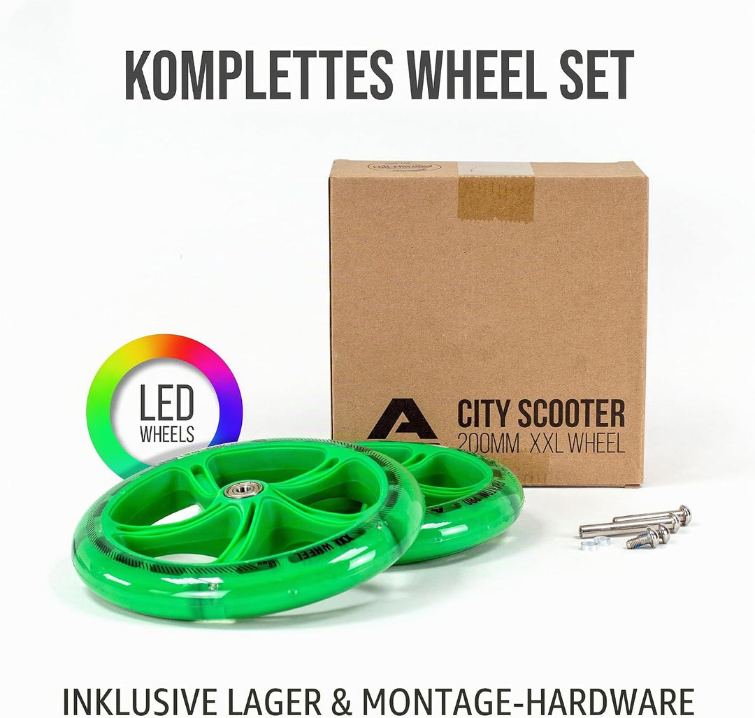Apollo City Scooter 200mm Ersatzräderset - Pro Wheels mit ABEC 7 Kugellager, Roller Rad Ersatz-Räder