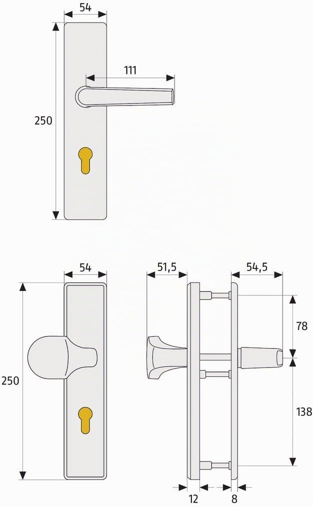 ABUS Tür-Schutzbeschlag HLT612 F1 aluminium 24791 Wechselgarnitur F1 Aluminium, Wechselgarnitur F1 A