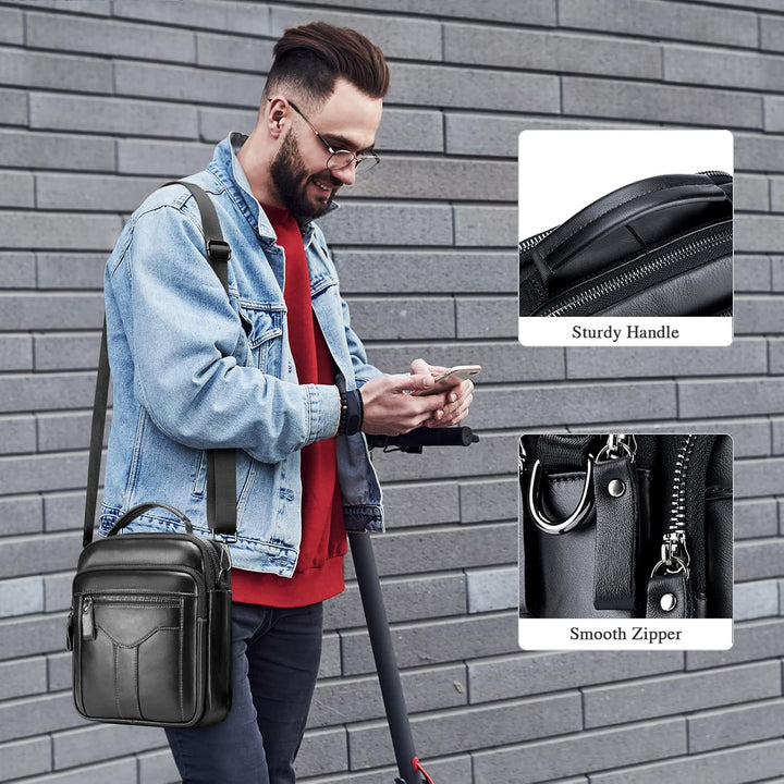 BAIGIO Umhängetasche Leder Herren Schultertasche Herrentasche Herrenhandtasche Vintage für Arbeit Re
