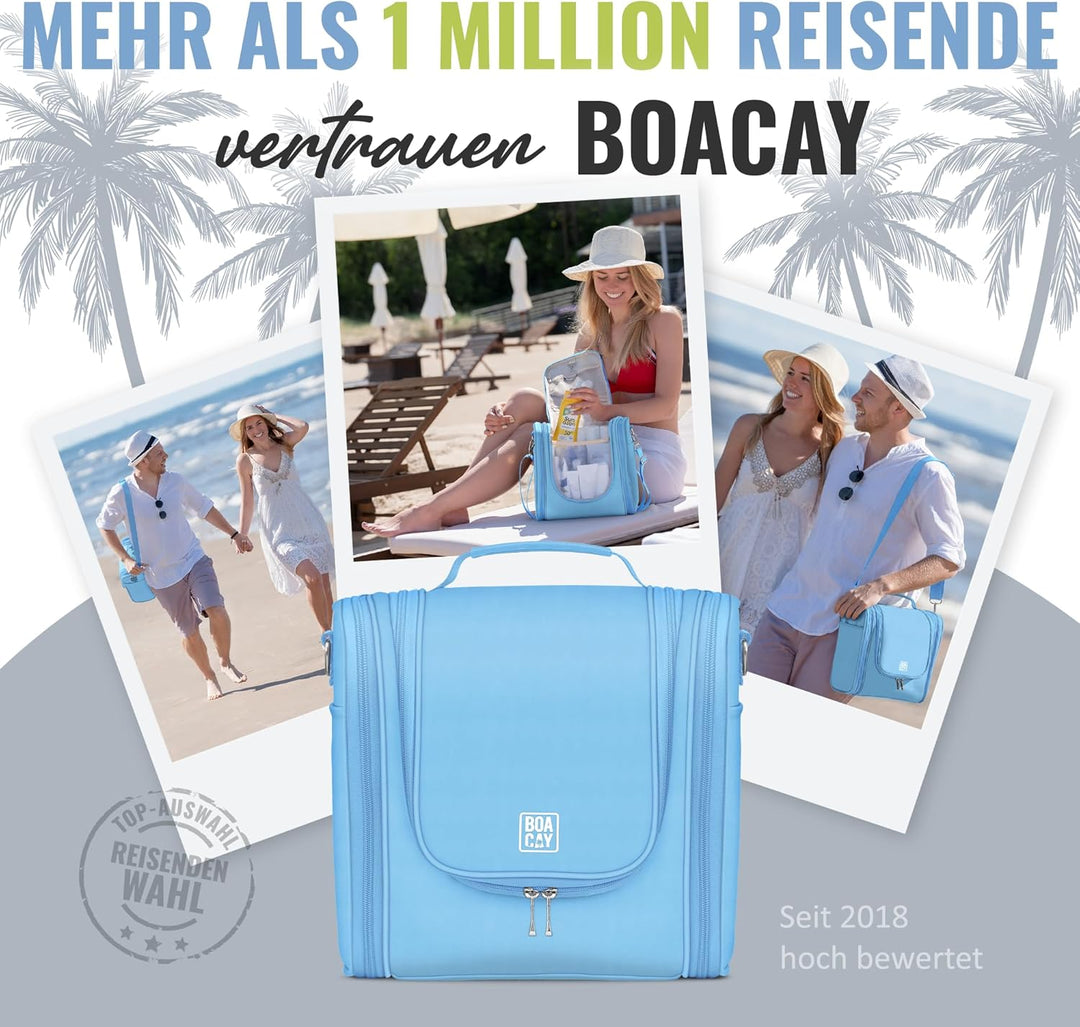 BOACAY Extra Grosse Kulturbeutel für Damen, Herren, Kinder, Kulturtasche mit Henkel, Reise Kosmetikt