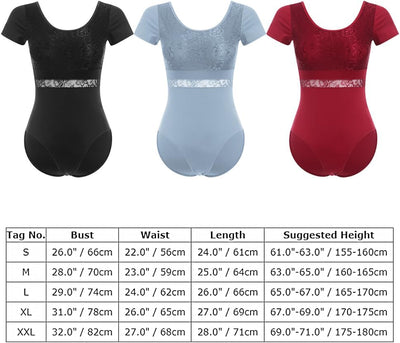FYMNSI Damen Ballettanzug Gepolstert Ballettbody Tanz Body Gymnastikanzug Trikot Kurzarm Bodysuit S