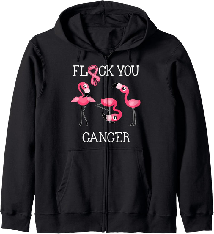 Flock You Brustkrebs-Bewusstseinsband mit Flamingo-Schleife Kapuzenjacke