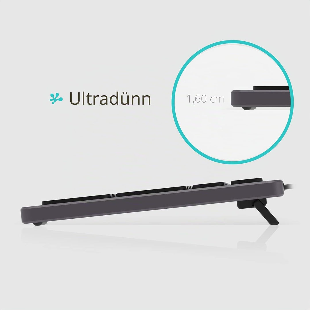 B.FRIENDIT Tastatur mit Hintergrundbeleuchtung, kabelgebunden, Slim – mit Aluminiumgehäuse, Ziffernb