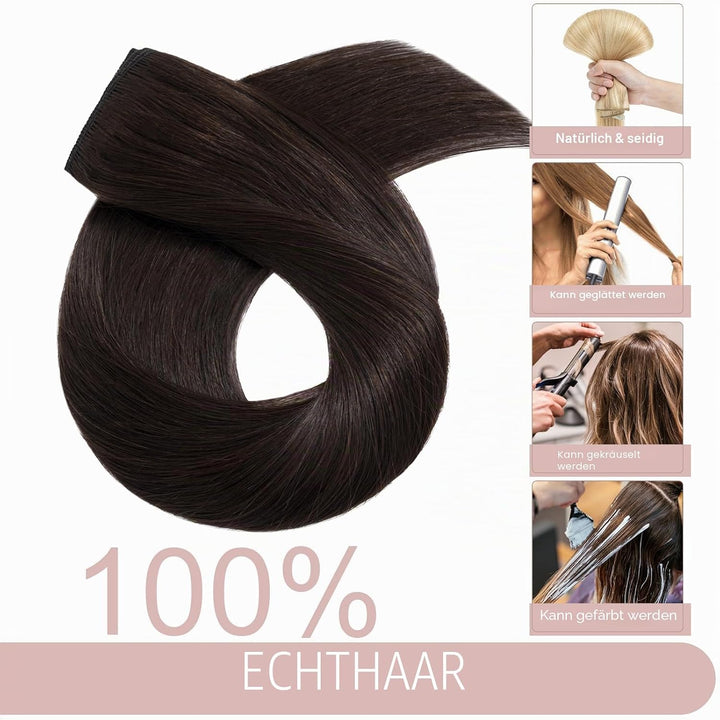 SEGO Haarteil Clip in Extensions Echthaar DICKER 1 Tresse 5 Clips Dicker Dichter Haarverlängerung 10