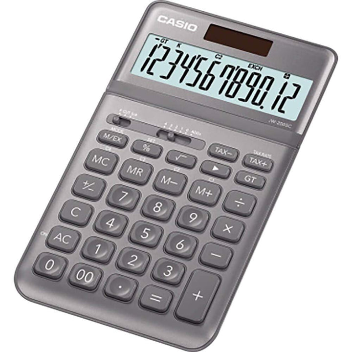 CASIO Tischrechner JW-200SC, 12-stellig, in stylischen Farben, Steuerberechnung, Solar-/Batteriebetr