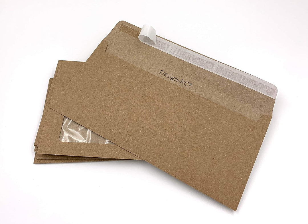100 Briefumschläge mit Fenster, Design-RC®, aus Recycling-Papier mit kompostierbarem Folienfenster i