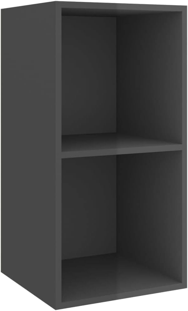 homiuse TV-Wandschrank Hochglanz-Grau 37x37x72 cm Holzwerkstoff Design TV Board Fernsehschrank Ferns