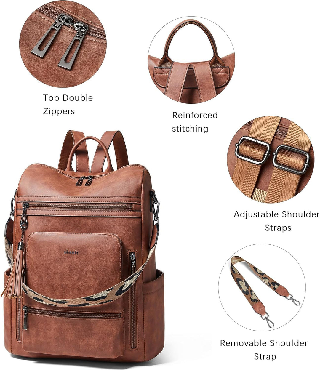 Shrrie rucksack damen elegant geeignet für 15,6Zoll-Notebooks Langlebig wasserdicht Damen aus Leder