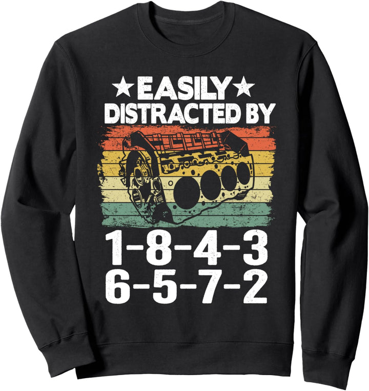 Leicht abgelenkt durch 1-8-4-3-6-5-7-2 Feuerwehr V8 Garage Sweatshirt