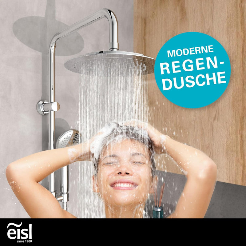 EISL DX12009 Duschset zum Kleben, Duschgarnitur mit Regendusche, Überkopfbrauseset ohne Bohren, Dusc