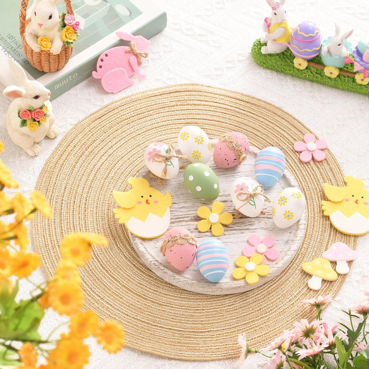 Valery Madelyn 12er Ostereier zum Aufhängen für Osterdeko,6cm Bunte Plastikeier für Ostern Deko,Rosa