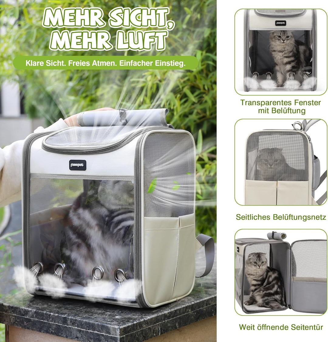 ALLSOPETS Katzenrucksack grosse Katzen, Faltbarer Hunde- und Katzen Rucksack, Atmungsaktive Tragetas
