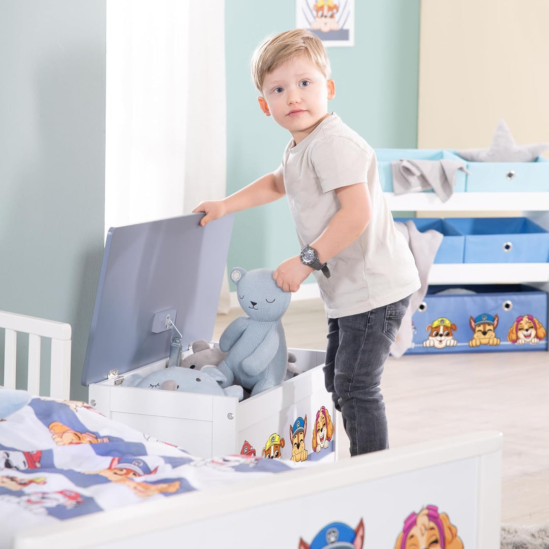 roba Spielzeugtruhe Paw Patrol für Kinder aus Holz - Aufklappbare Sitzfläche mit Dämpfungsbeschlag -