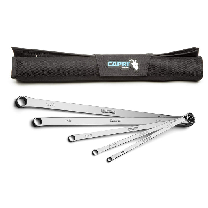 Capri Tools 0 Grad gekröpfter extra langer Steckschlüsselsatz, SAE, 1/4-3/4 Zoll, 8 Grössen, 5-teili