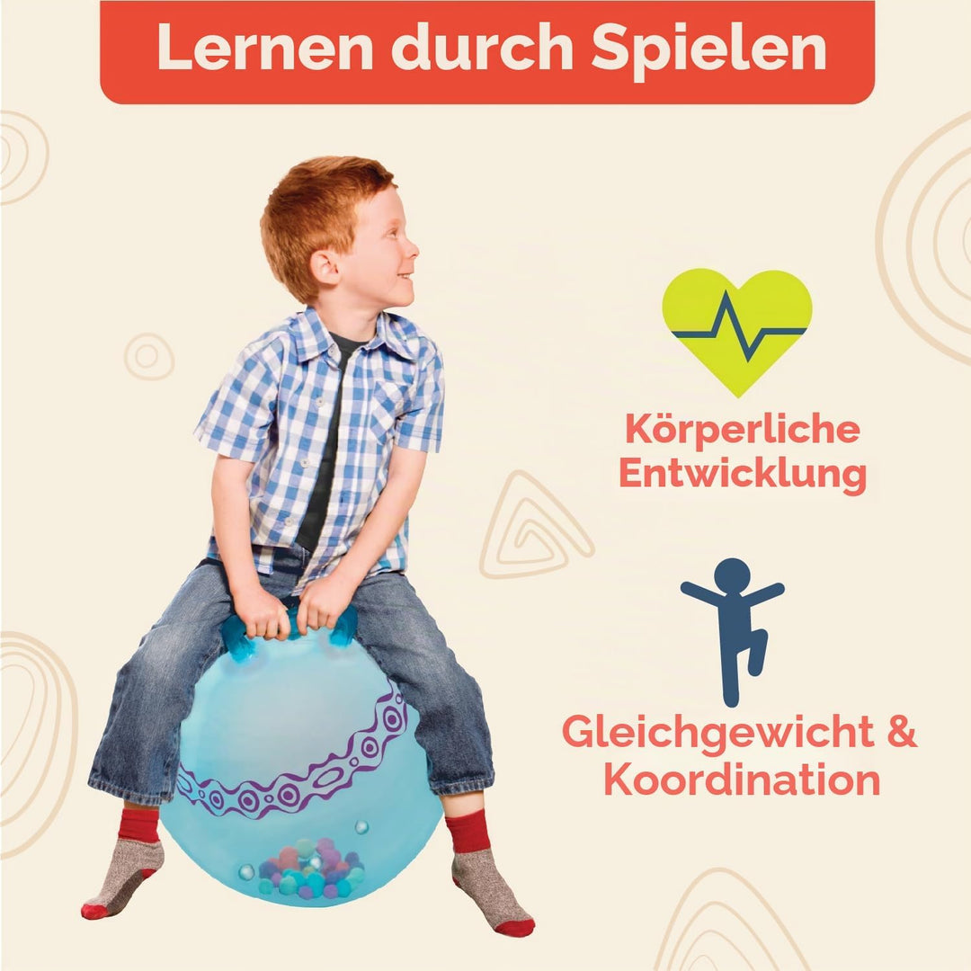 B. toys - Hop n' Glow - Blau - Blauer Trichterball - Leucht-Hüpfball - Hopper Ball für Kinder - Akti