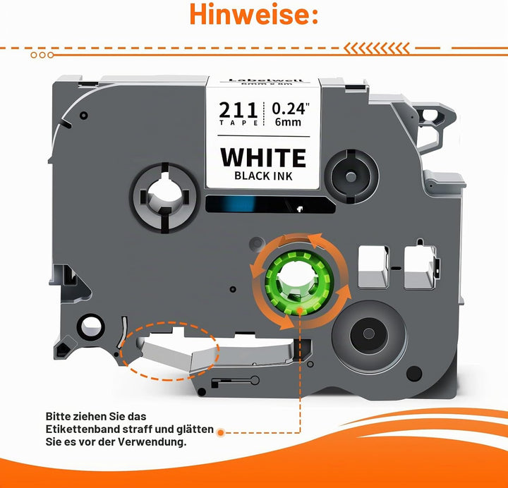 Labelwell kompatible für Brother P-touch Bänder TZe-211 TZe-111 TZe-411 TZe-511 TZe-611 TZe-711 Schr