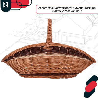 KOTARBAU® Weidenkorb für Kaminholz Holzkorb für Kaminholz Weide mit Henkel Kaminholzkorb Weide Holzk