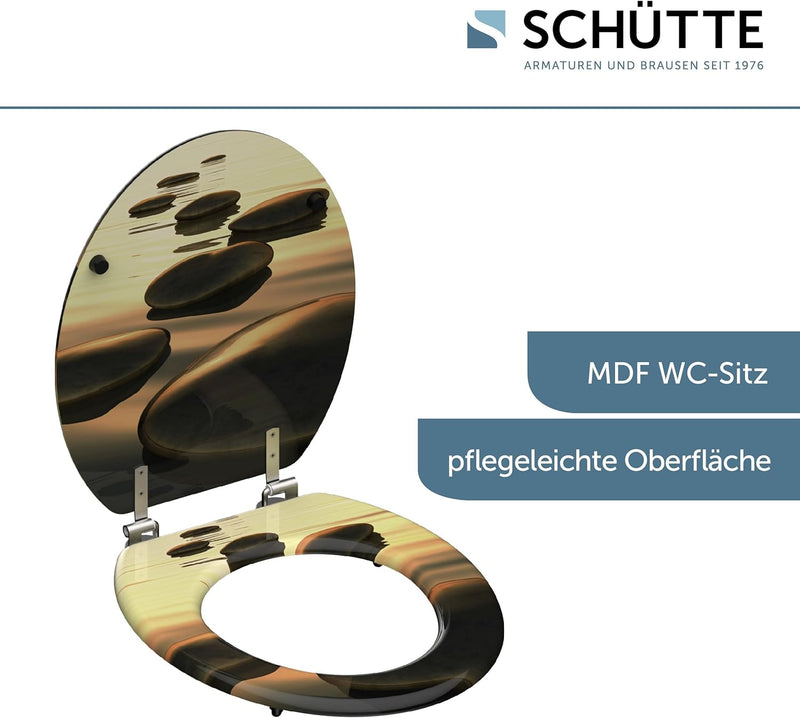 Schütte SEA STONE Sitz Holzkern, Toilettensitz passend für viele handelsüblichen WC-Becken, max. Bel