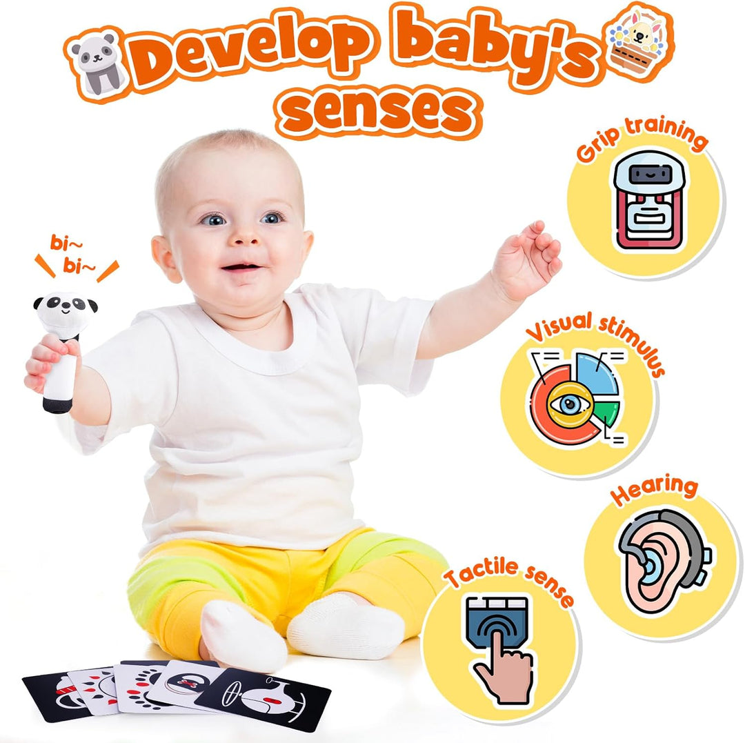 Baby Spielzeug 0-12 Monate, Kontrastbuch Schwarz Weiss, Kontrastkarten, Sensorik Kontrast, Geschenk