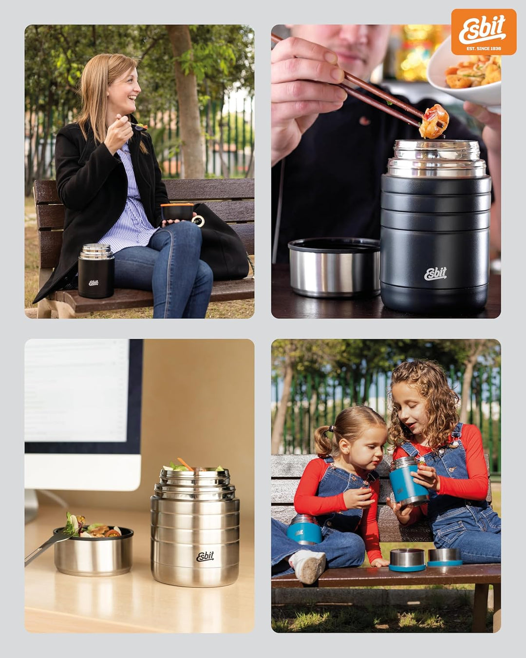 Esbit Thermobehälter Sculptor für Essen - Warmhaltebehälter 500 ml in Burgundy - aus Edelstahl für w