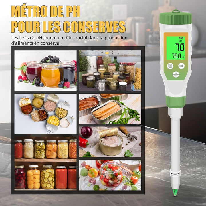 Multifunktionale Digitale pH-Meter für Lebensmittel, Hohe Präzision Garten Boden pH Messgerät Kit mi