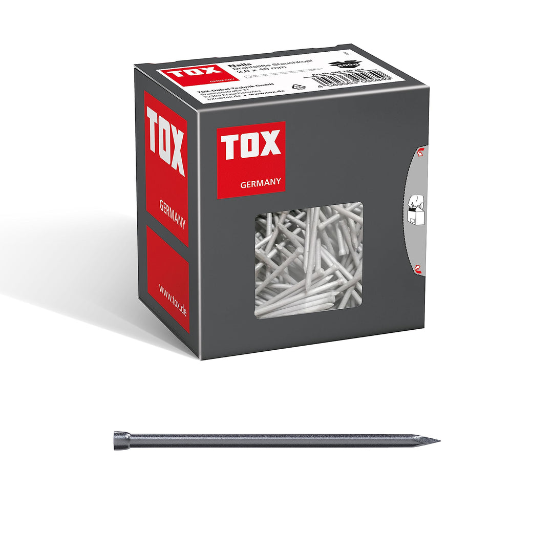 TOX Drahtstifte Nails 2,0x40 mm mit Stauchkopf für beinahe unsichtbare Befestigungen in Holz, univer