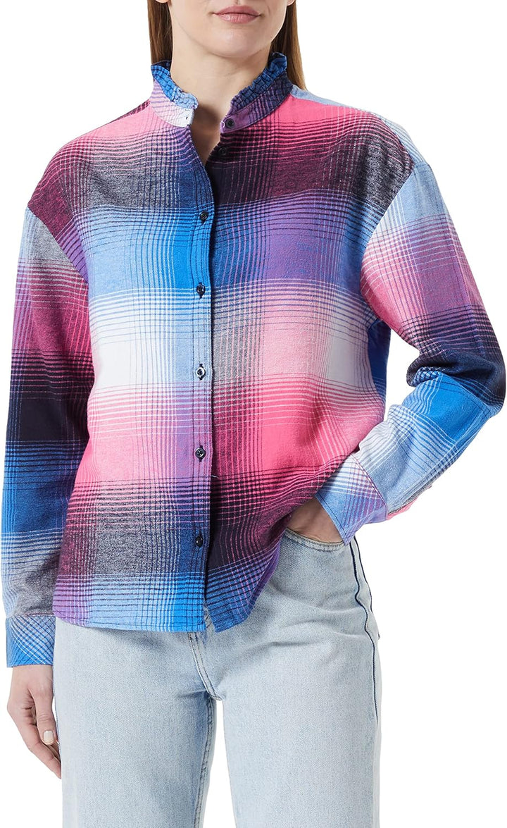 s.Oliver Damen Flanellhemd mit kariertem Muster 38 Blau, 38 Blau