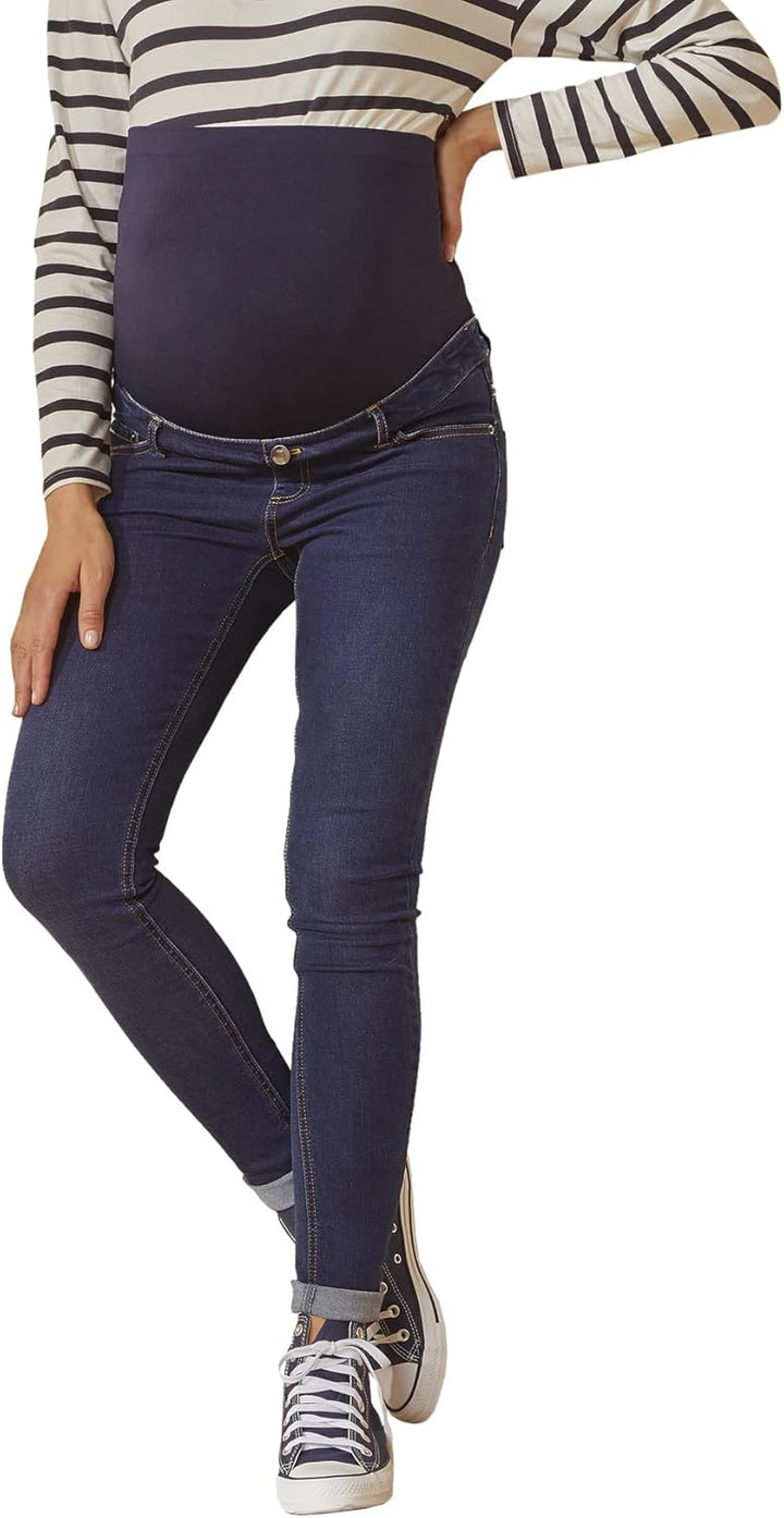 Vertbaudet Umstands-Jeans mit Stretch-Einsatz, Skinny-Fit 40 Dark Blue, 40 Dark Blue