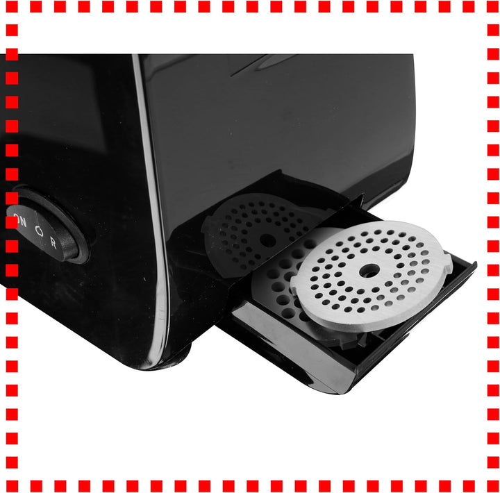 Emerio Fleischwolf | elektrisch | 3 Fleischeinsätze (fein/mittel/grob) + Wurststopfaufsatz + Kebbeau