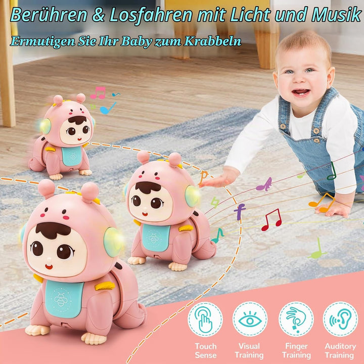 Musik Licht Krabbelnde Baby Spielzeug Bauchlage Musikalische Sensorik Spielzeug Tummy Time Toys für