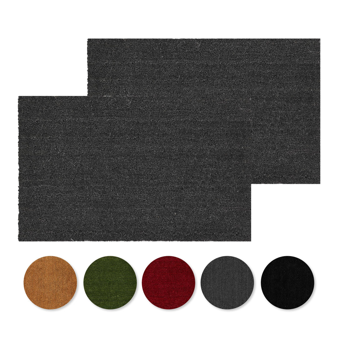 Carpido rutschfeste Kokosmatte - 40 x 60 cm - 2er Set Grau - Nachhaltige Naturfaser für den überdach