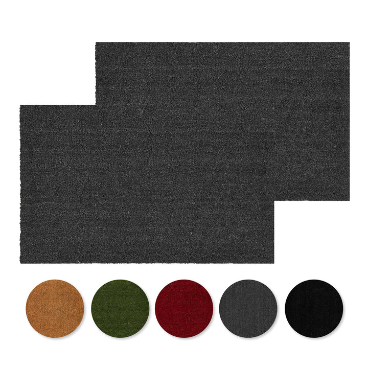 Carpido rutschfeste Kokosmatte - 40 x 60 cm - 2er Set Grau - Nachhaltige Naturfaser für den überdach