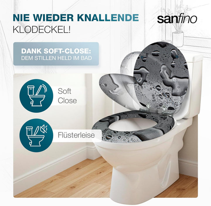 SANFINO® Premium WC Sitz mit Absenkautomatik – hochwertige Toilettendeckel aus Holz, viele bunte Mot