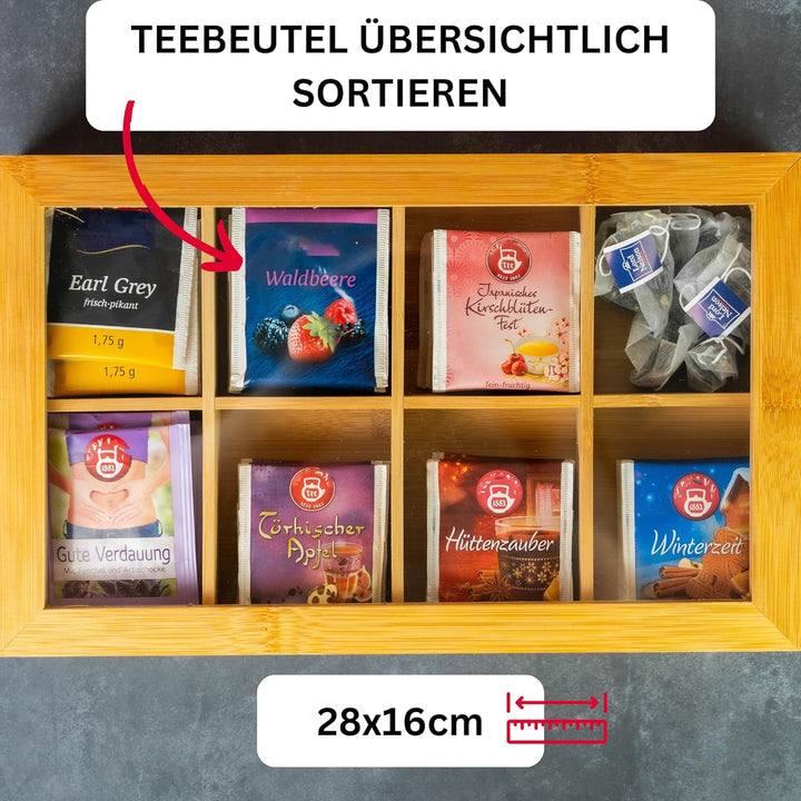 Westmark Teebox, mit 8 Fächern, Teatime, Bambus, 28 x 16 cm, 15732260 Einzeln Modell 2021, Einzeln M
