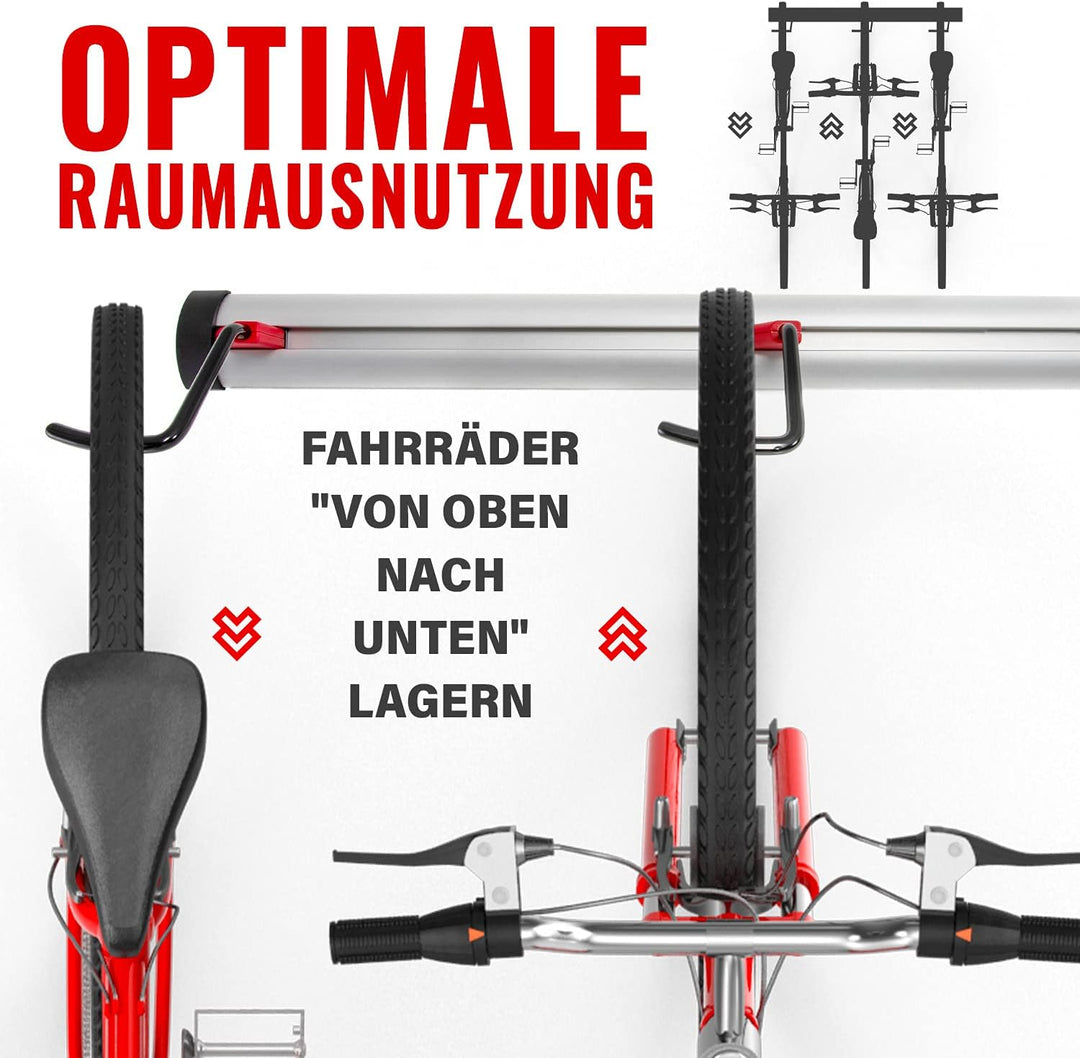 PRO BIKE TOOL Fahrrad Wandhalterung für 3 oder 6 Fahrräder - Verstellbare Garage & Wohnung - Vertika