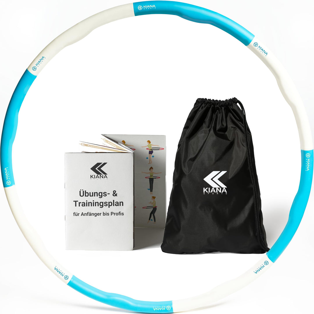 KIANA SPORTS® Hula Hoop Reifen Erwachsene inkl. Tasche und Übungsplan [1,2 kg] - Stabiler Hoola Hoop