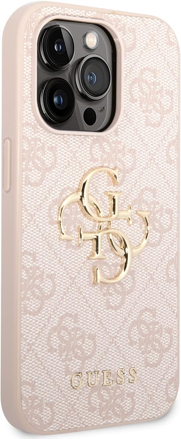 Guess PU 4G Metal Logo case iPhone 14 Pro Max pink GUHCP14X4GMGGR schwarz