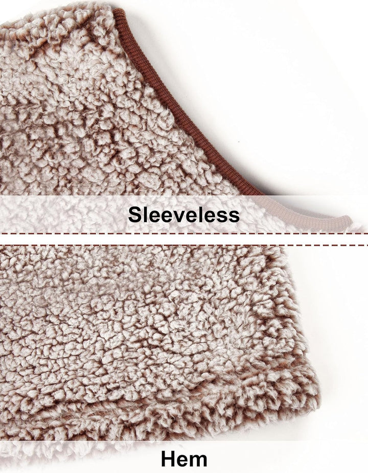 AIEOE Ärmellose Mäntel Damen Weste Fleecejacke Weich Warm für Herbst Winter XXL Style01-heller Kaffe