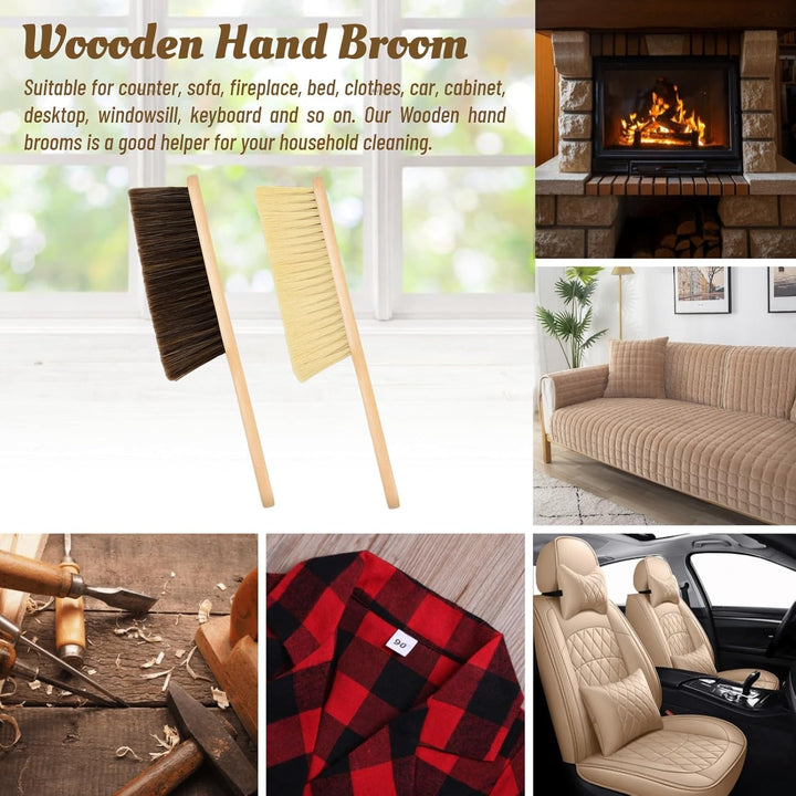 2 Stück Holzgriff Bürste Holzbankbürsten Handbesen Bankbürste mit langem Holzgriff weiche Borstenbür