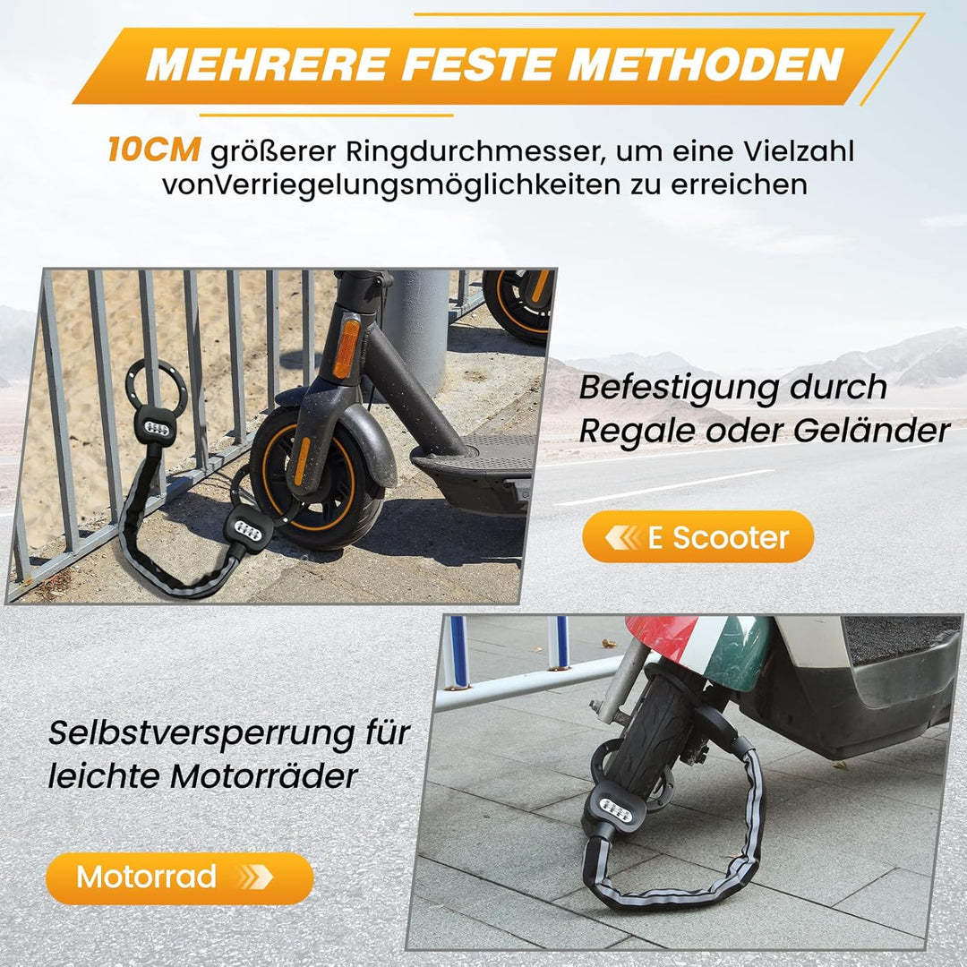 E Scooter Schloss mit Zahlencode, Handschellenschloss Hohe Sicherheit, 10CM Rundring, 1.8KG Schweres