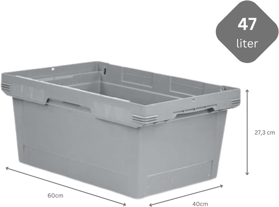 PROREGAL SuperSparSet 10x Conical Mehrweg-Stapelbehälter Grau | HxBxT 27,3x40x60cm | 47 Liter | Lage