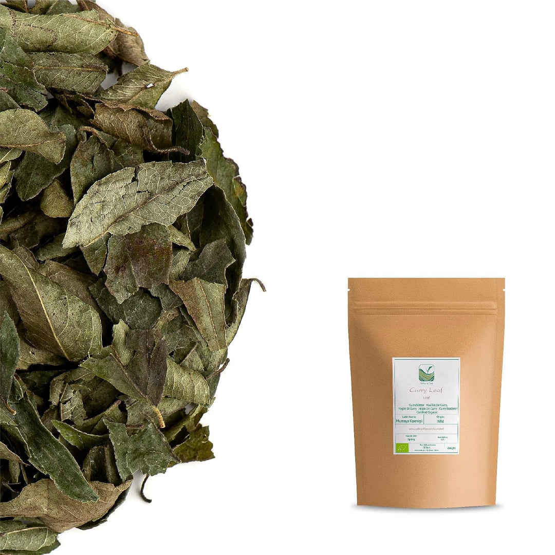 Valley of Tea Curryblätter, getrocknetes Bio-Gewürz – frische Curryblätter zum Kochen – aus Indien,