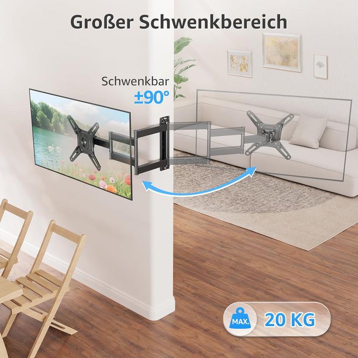 MOUNTUP 550mm Langarm TV Wandhalterung für 14-42 Zoll LED, LCD, OLED Fernseher oder Monitor, Schwenk