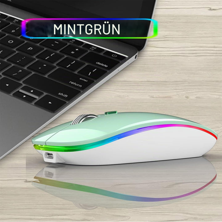 Uiosmuph G12 Maus Kabellos, LED 2.4G Leise Funkmaus Wiederaufladbar Wireless Mousemit Nano USB Empfä