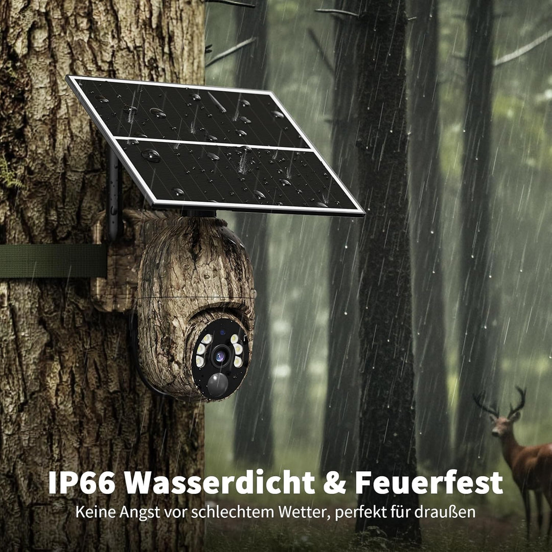 4G LTE Wildkamera mit SIM Karte, 2K Solar Wildtierkamera mit Handyübertragung App, Kabellos Überwach