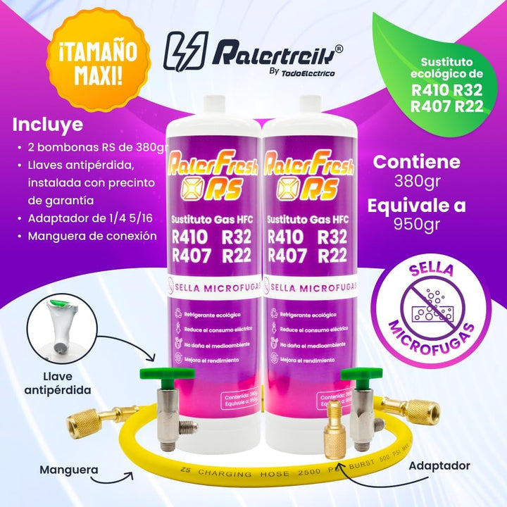 Organisches Kühlgas für Klimaanlagen Split Ralerfresh RS entspricht 950 g Gasersatz R410, R32, R407