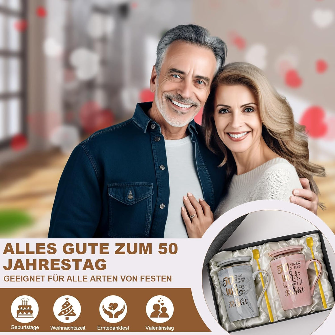 Goldene Hochzeit Geschenke, 50 Hochzeitstag Geschenk, Marmoriert Tasse - Geschenke zum Goldenen Hoch