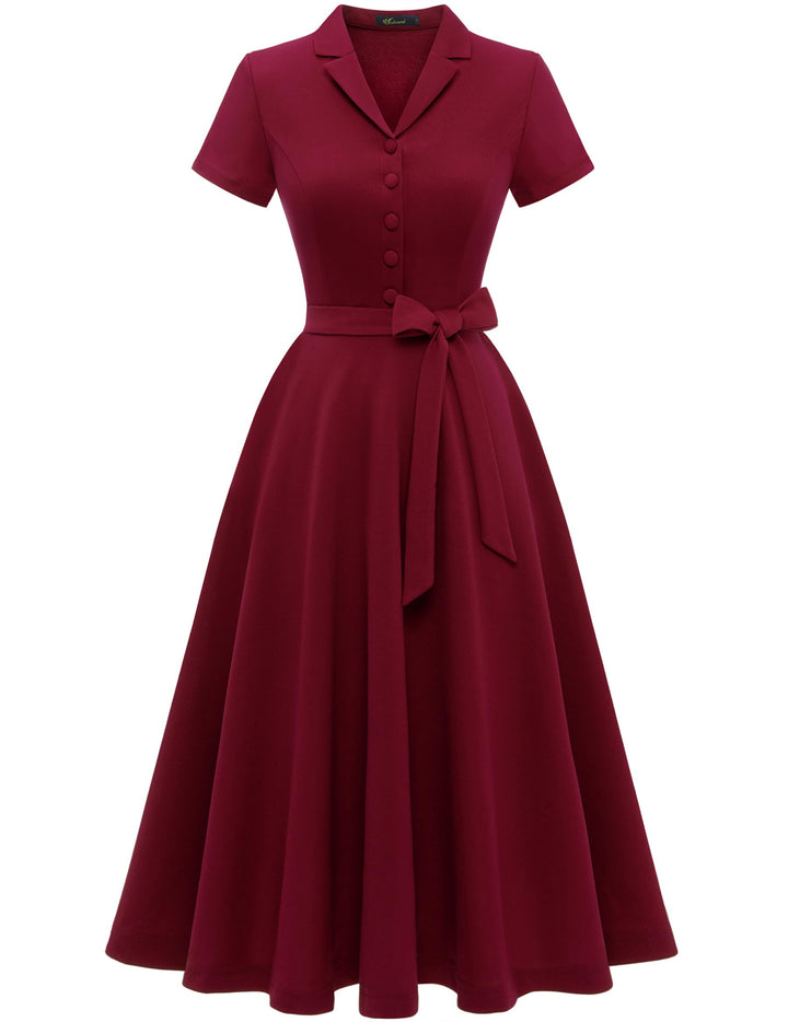 Wedtrend Vintage Cocktailkleid Damen A Linie Midilang V-Ausschnitt Abendkleid Elegant Freizeitkleide