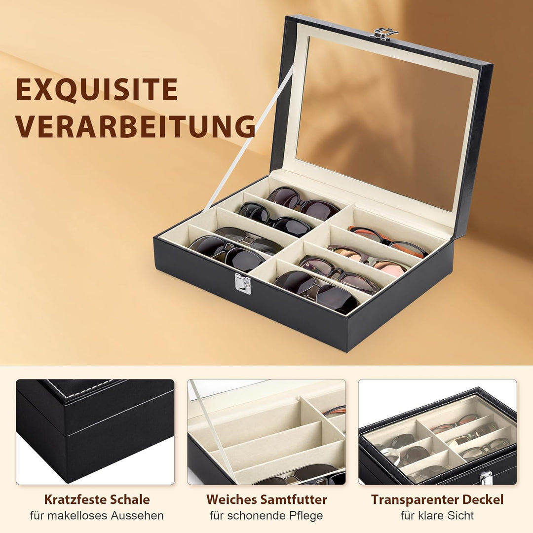 CO-Z Brillenbox Brillenaufbewahrung Brillen Aufbewahrungsbox Sonnenbrillen Case von 8 Brillen Sonnen