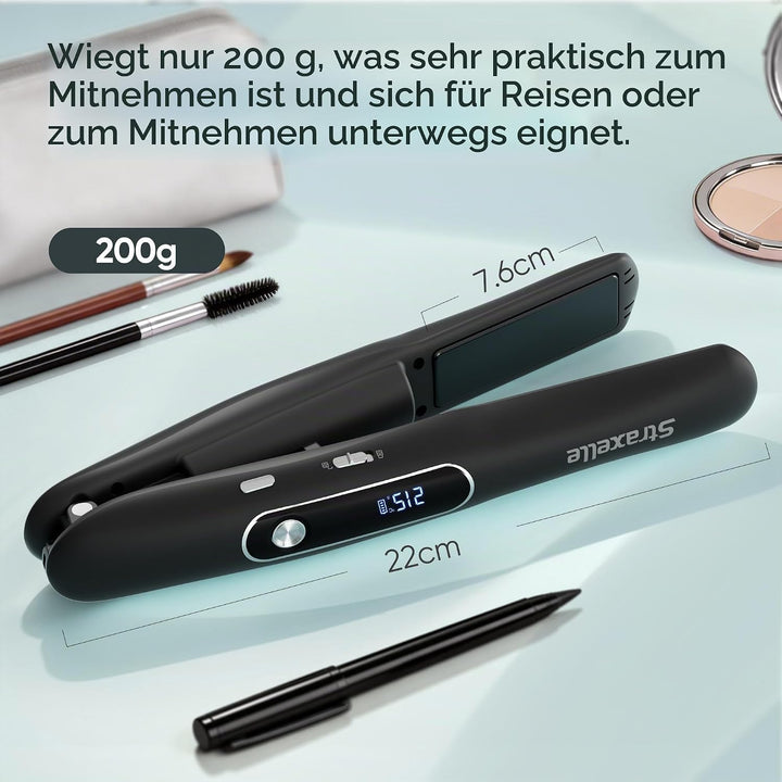 Mini Glätteisen Kabellos und Lockenstab, 2 in 1 Glätteisen Locken und Glätten 175°C-215°C, 5000mAh R